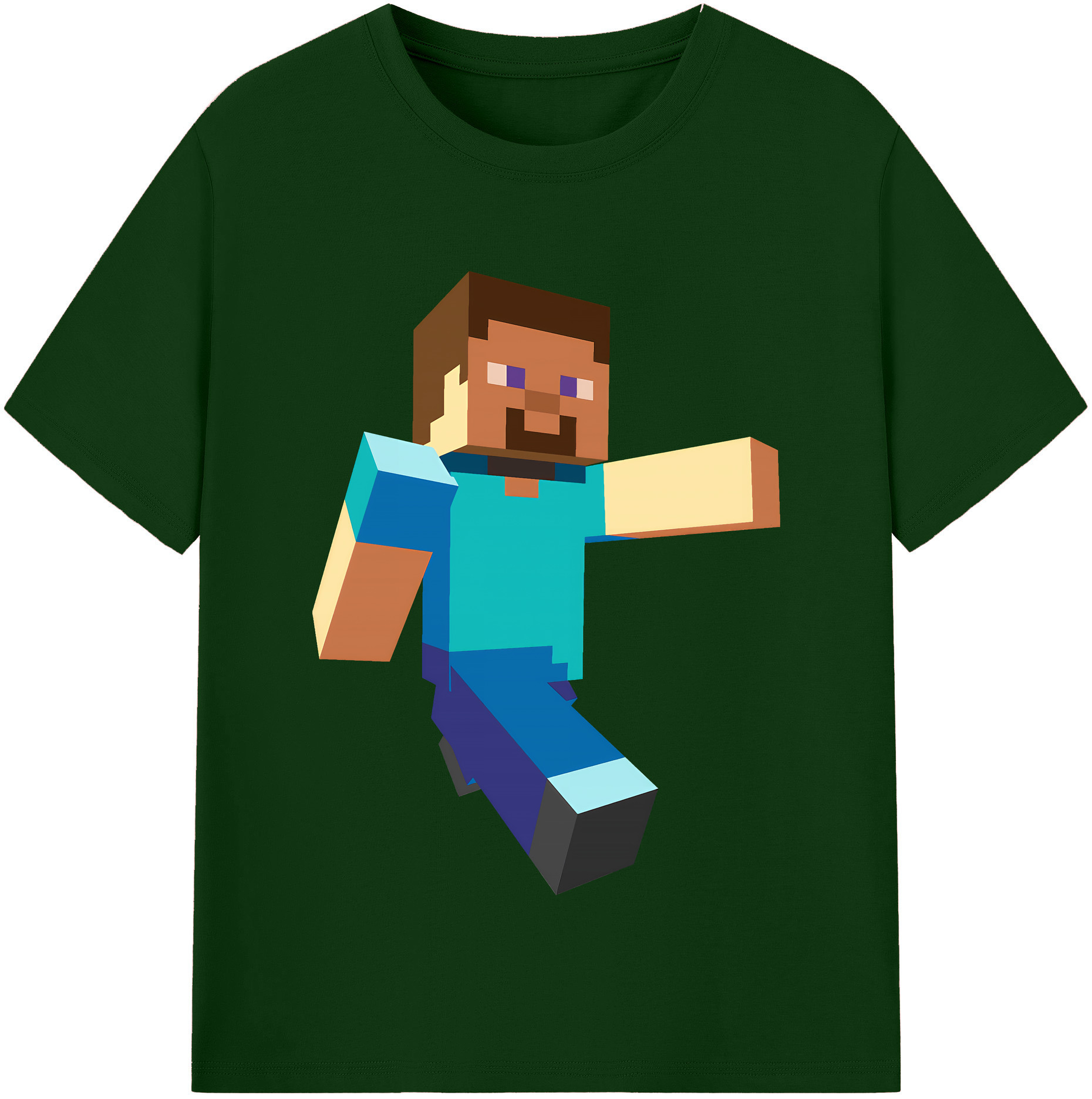 （画像用） マインクラフト ブロックの世界 Minecraft MC Block world 綿100％半袖Tシャツ（フロントプリント）